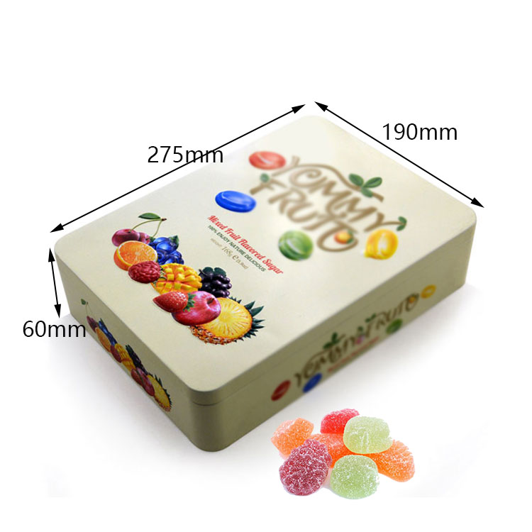 Boîte de bonbons aux fruits rectangulaire personnalisée